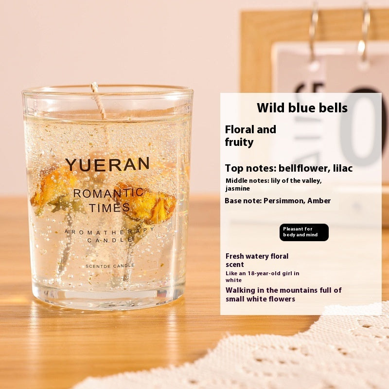 Bougie Jelly Artisanale aux Fleurs Réelles – Huiles Essentielles Apaisantes