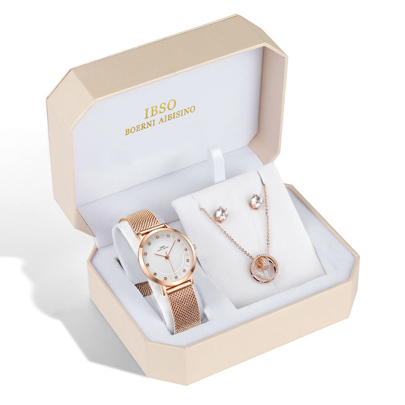 Coffret Montre femme élégante avec collier assorti