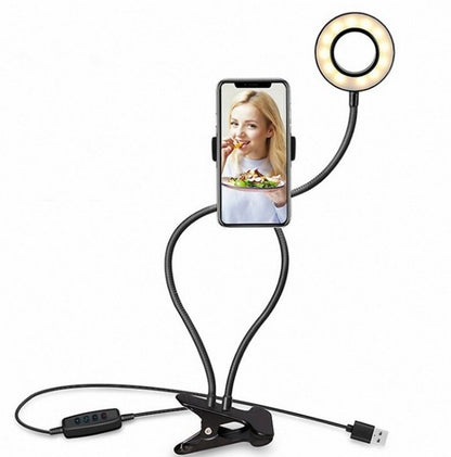 E-Anneau lumineux LED pour selfies & lives – Éclairage maquillage réglable avec support 8 cm