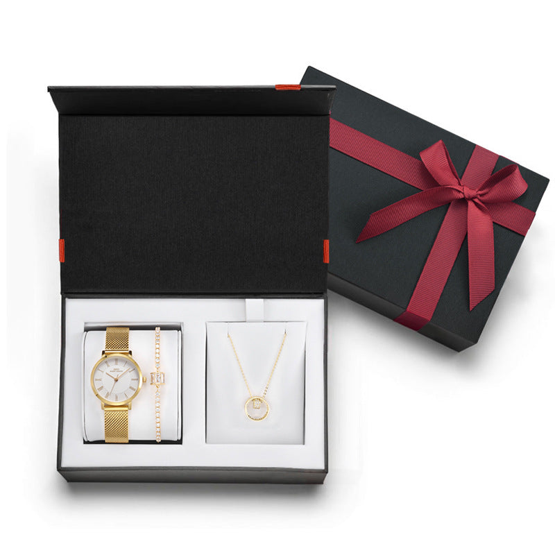 Coffret assorti avec montre à clapet, collier et bracelet