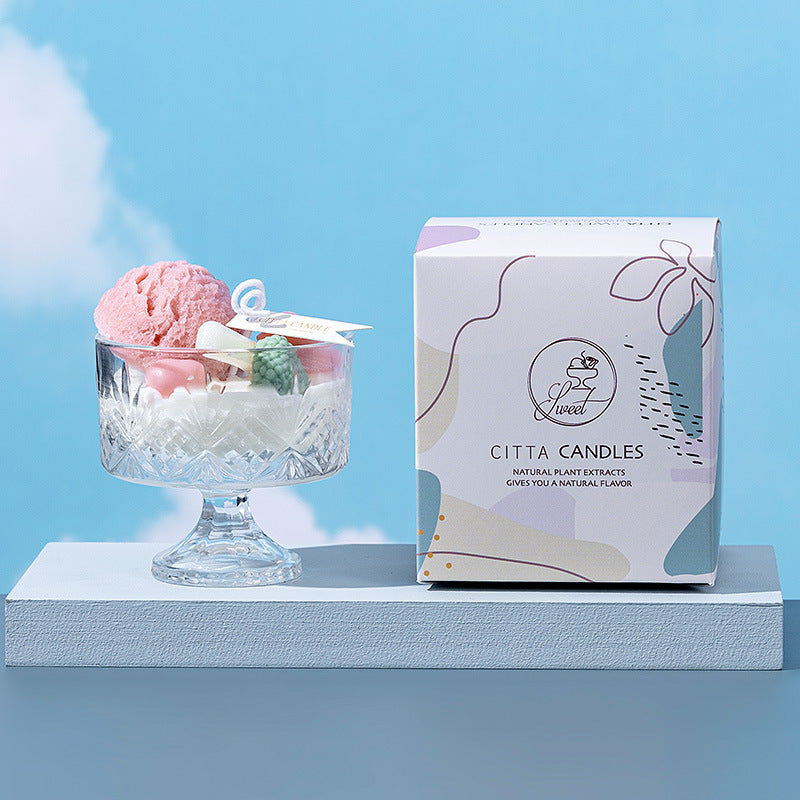 Creatively sculpted ice cream-shaped candle – With essential oils, in a handmade gift box