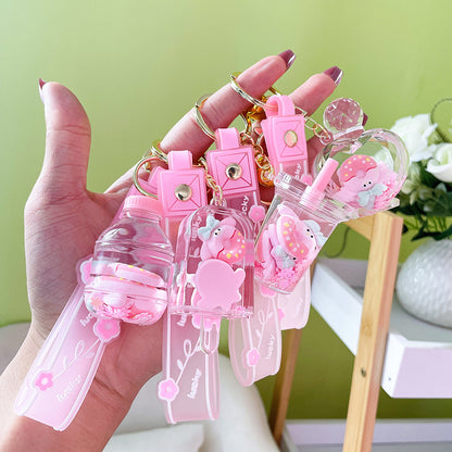 Porte-clés donut créatif à sable mouvant – Bouteille décorative tendance