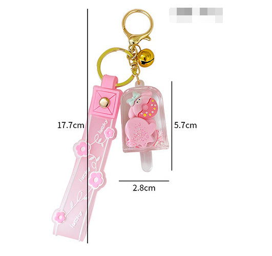 Porte-clés donut créatif à sable mouvant – Bouteille décorative tendance