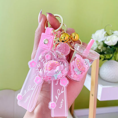 Porte-clés donut créatif à sable mouvant – Bouteille décorative tendance