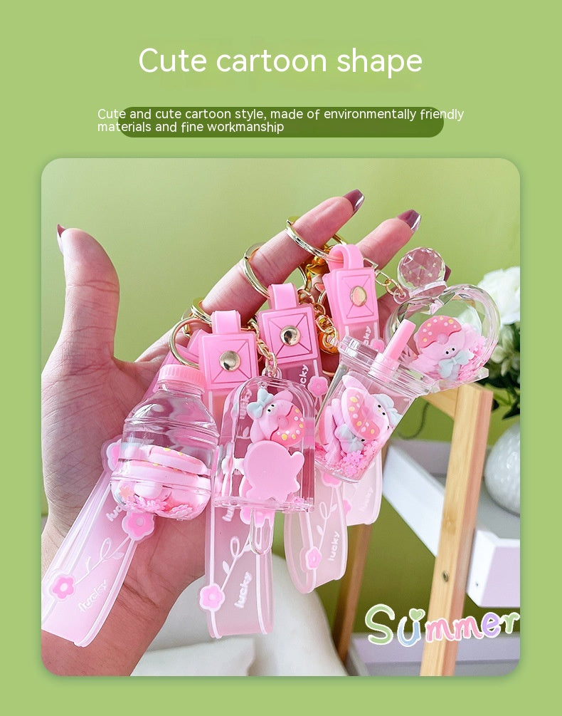 Porte-clés donut créatif à sable mouvant – Bouteille décorative tendance