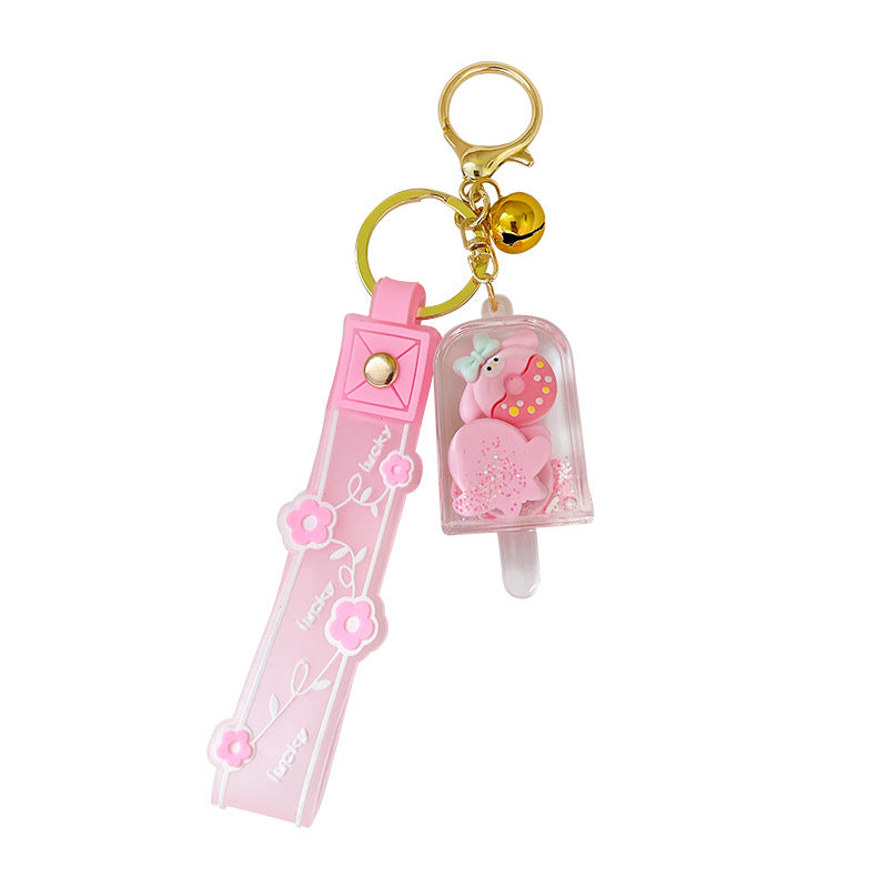 Porte-clés donut créatif à sable mouvant – Bouteille décorative tendance