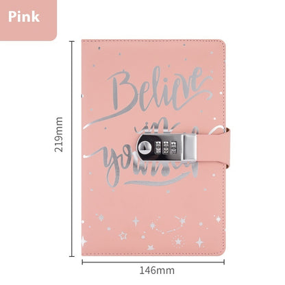 J-Nouveau journal de travail créatif A5 en cuir polyuréthane avec mot de passe