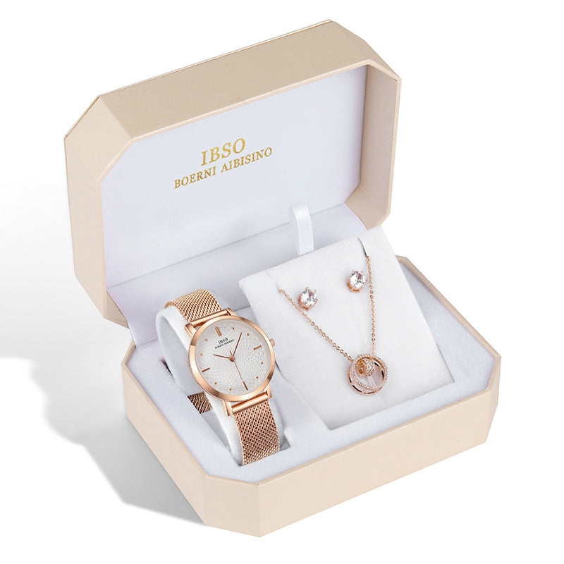 Coffret Montre femme élégante avec collier assorti