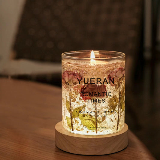 Bougie Jelly Artisanale aux Fleurs Réelles – Huiles Essentielles Apaisantes