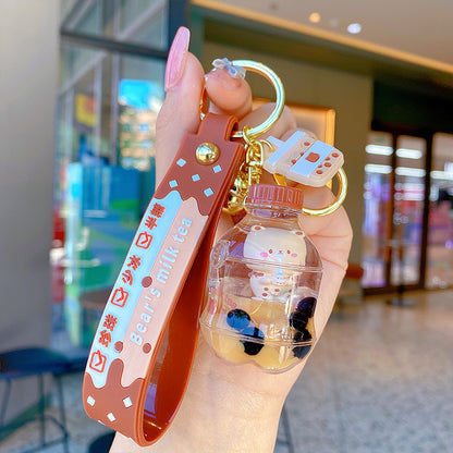 Porte-clés ours tasse de bubble tea – Pendentif mignon en acrylique