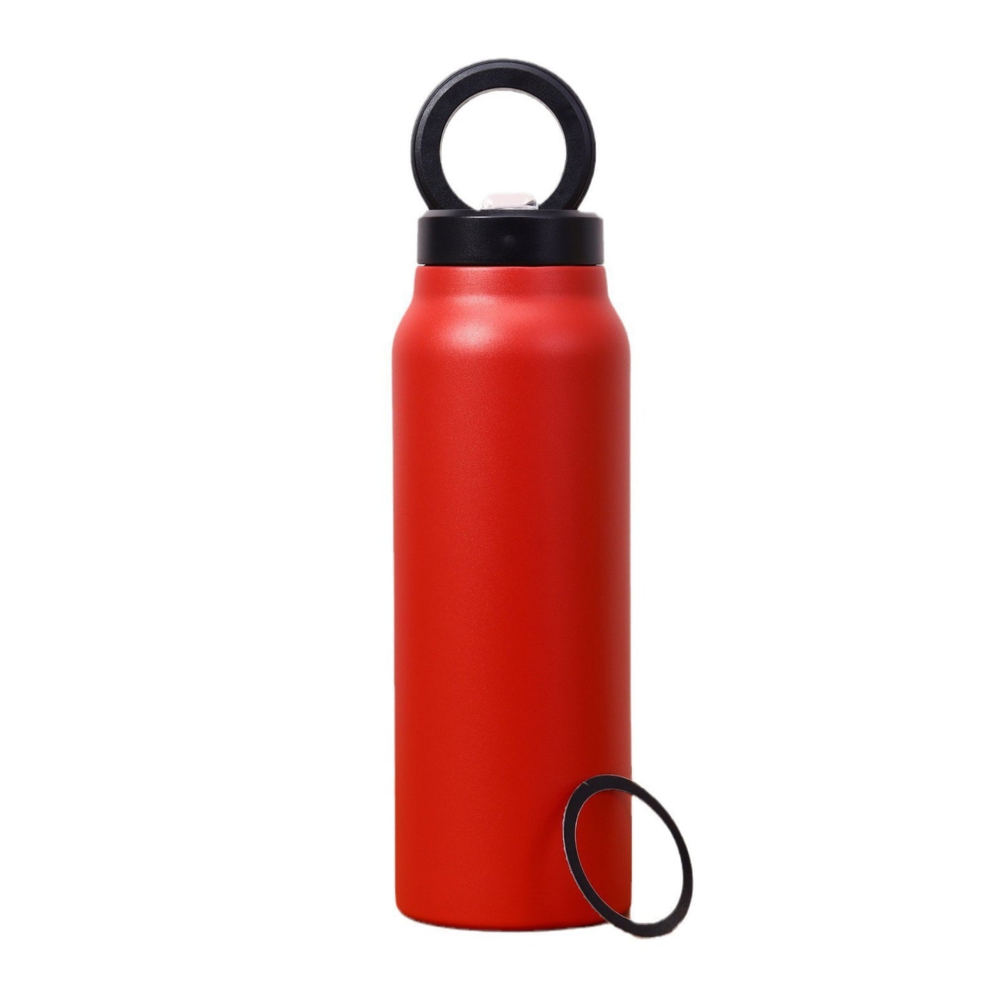Insulated water bottle made of 304 stainless steel, double-walled vacuum insulation, with an integrated straw and an innovative magnetic system for attaching your phone. Perfect for sports, outdoor activities, and everyday use.