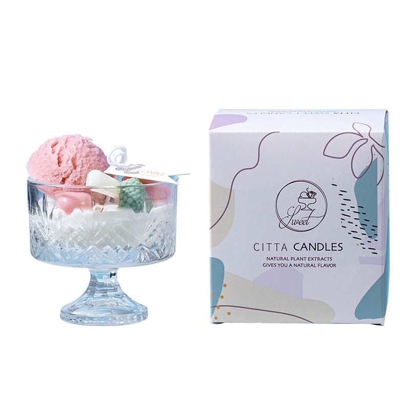 Creatively sculpted ice cream-shaped candle – With essential oils, in a handmade gift box
