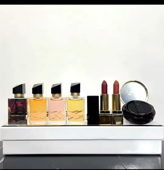 A-Coffret Beauté & Parfum – Ensemble Parfum, Rouge à Lèvres et Cushion – Élégance Complète