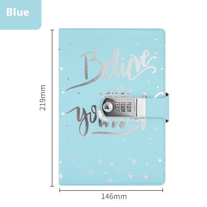 J-Nouveau journal de travail créatif A5 en cuir polyuréthane avec mot de passe