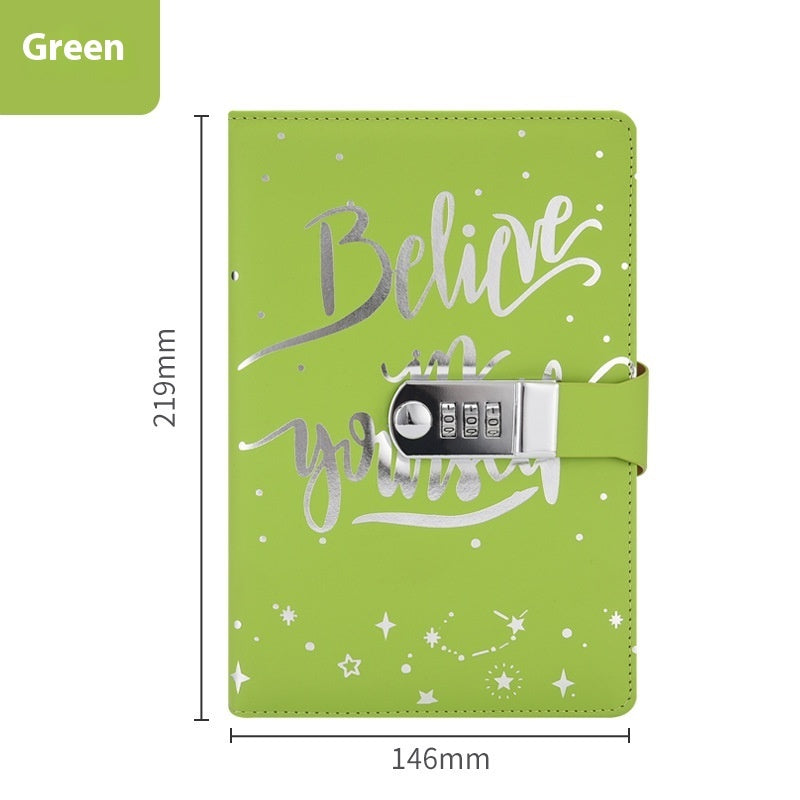 J-Nouveau journal de travail créatif A5 en cuir polyuréthane avec mot de passe