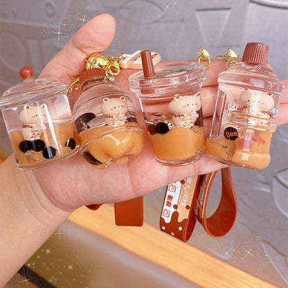 Porte-clés ours tasse de bubble tea – Pendentif mignon en acrylique