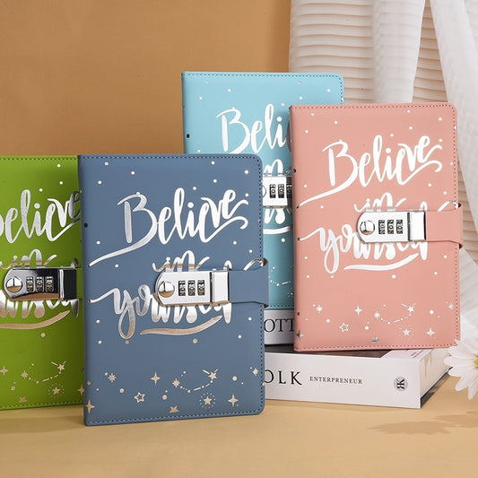 J-Nouveau journal de travail créatif A5 en cuir polyuréthane avec mot de passe