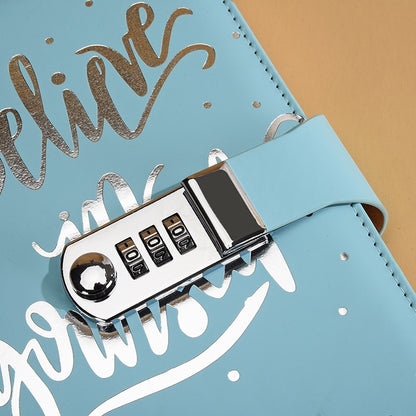 J-Nouveau journal de travail créatif A5 en cuir polyuréthane avec mot de passe